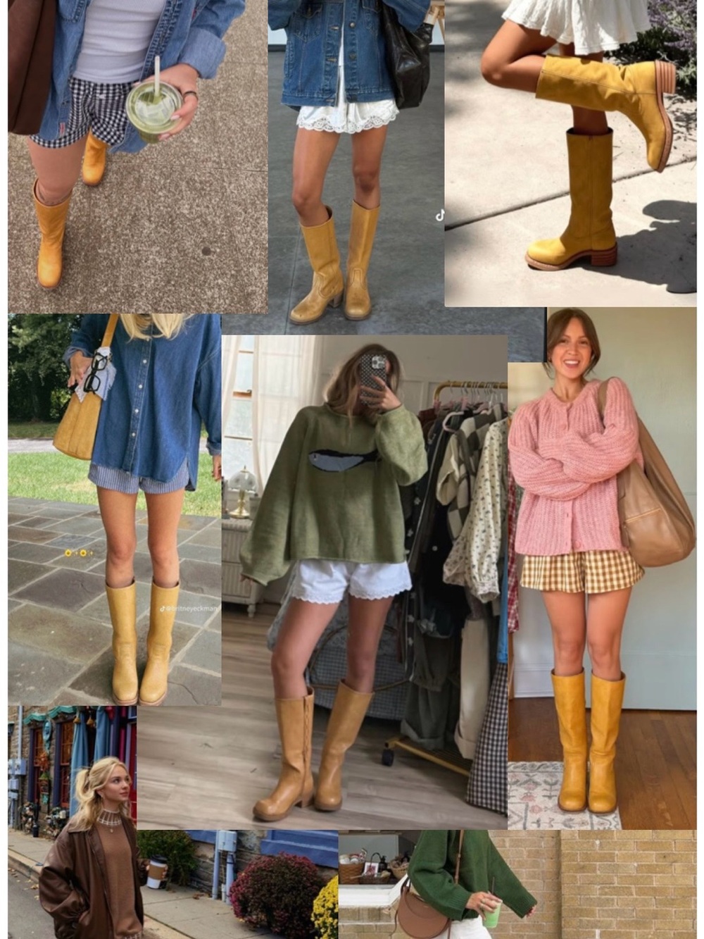 Frye Campus 14L banana leather boots size 9